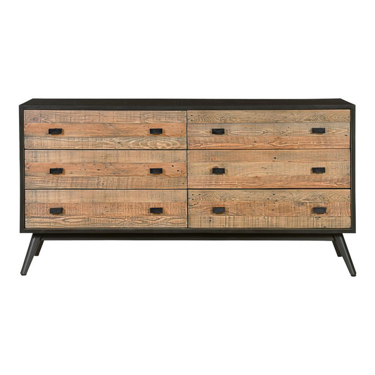 Nova 6 Drawer Dresser - Rustic Two-Tone Finish | Solid Reclaimed Pine