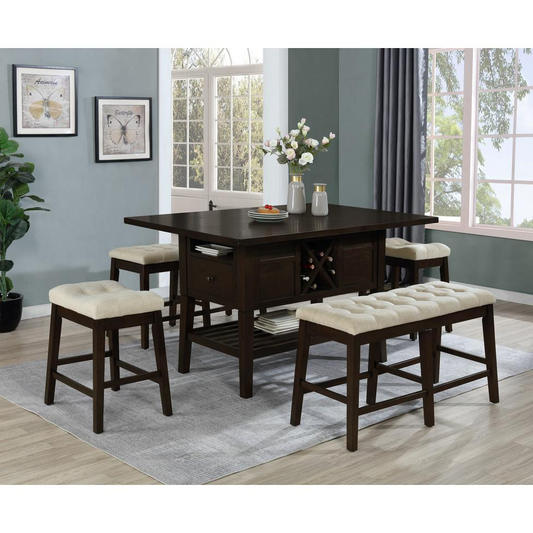 5 Piece Counter Height Dining Set - Cappuccino