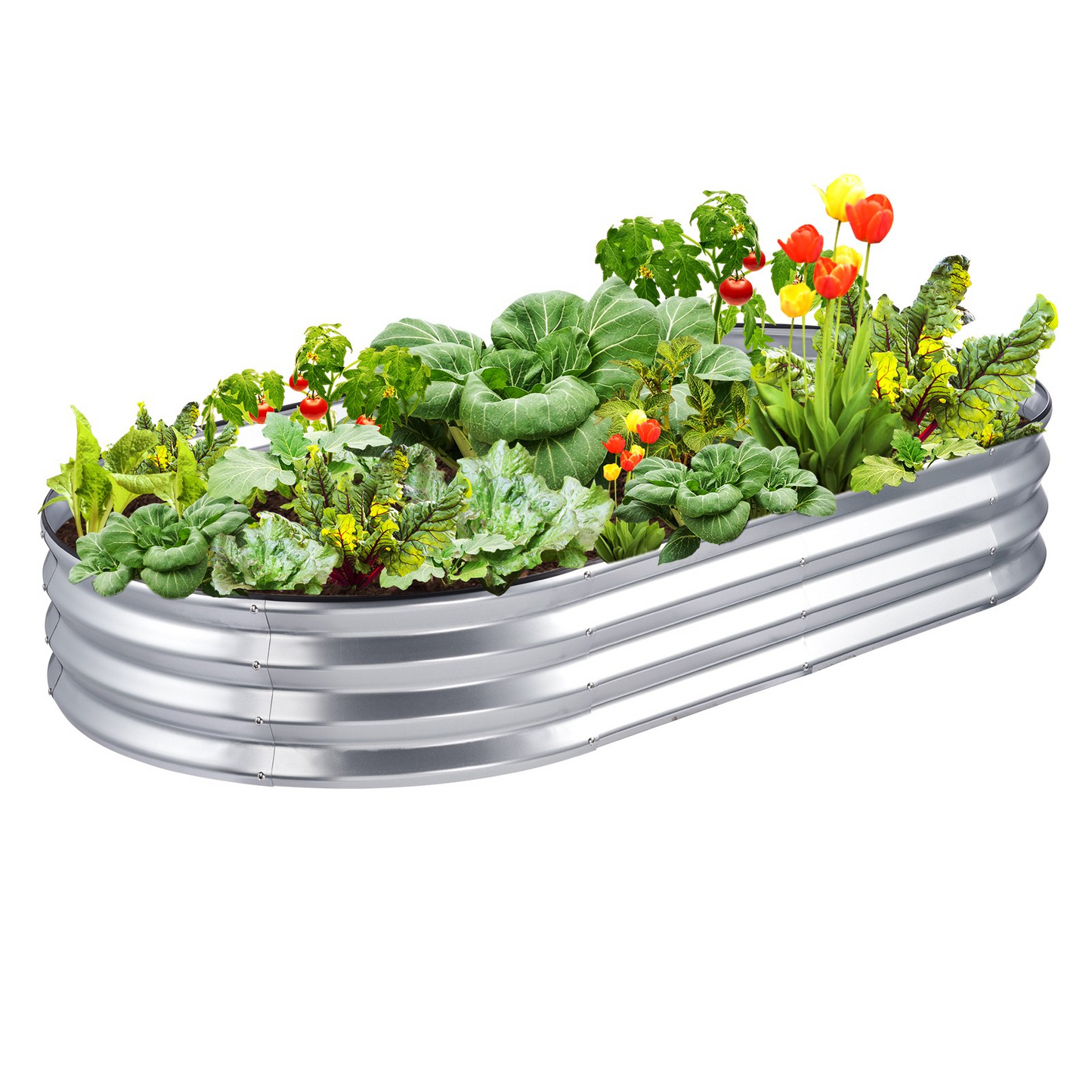 VEVOR Raised Garden Bed, Galvanized Metal Planter Box – 70.9x35.4x11 inch, Silver