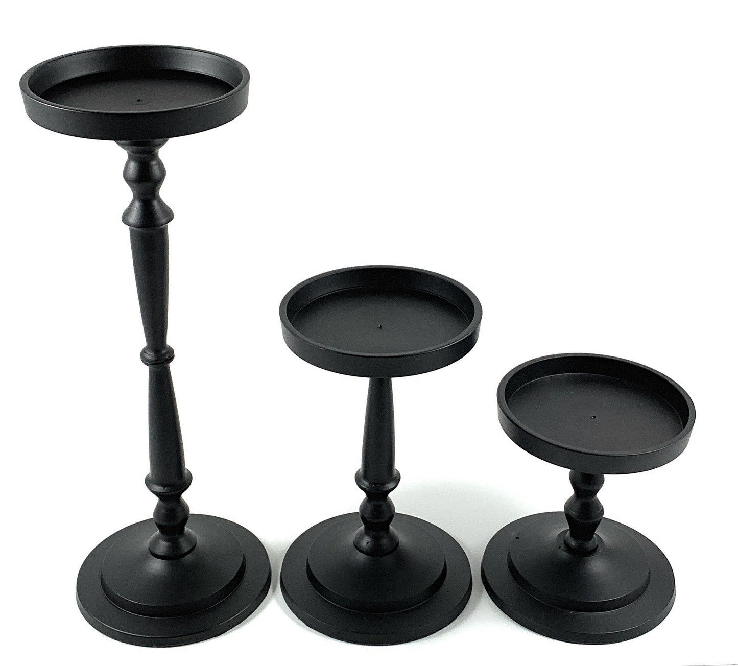 Vibhsa Pillar Candle Holder Sets of 3 - Elegant Matte Black Finish