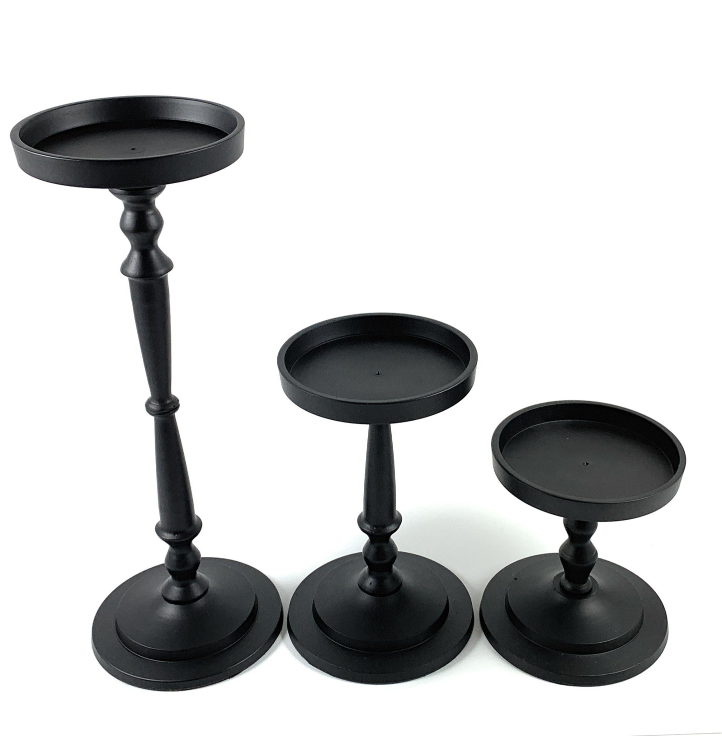 Vibhsa Pillar Candle Holder Sets of 3 - Elegant Matte Black Finish