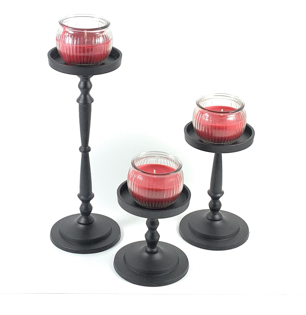 Vibhsa Pillar Candle Holder Sets of 3 - Elegant Matte Black Finish