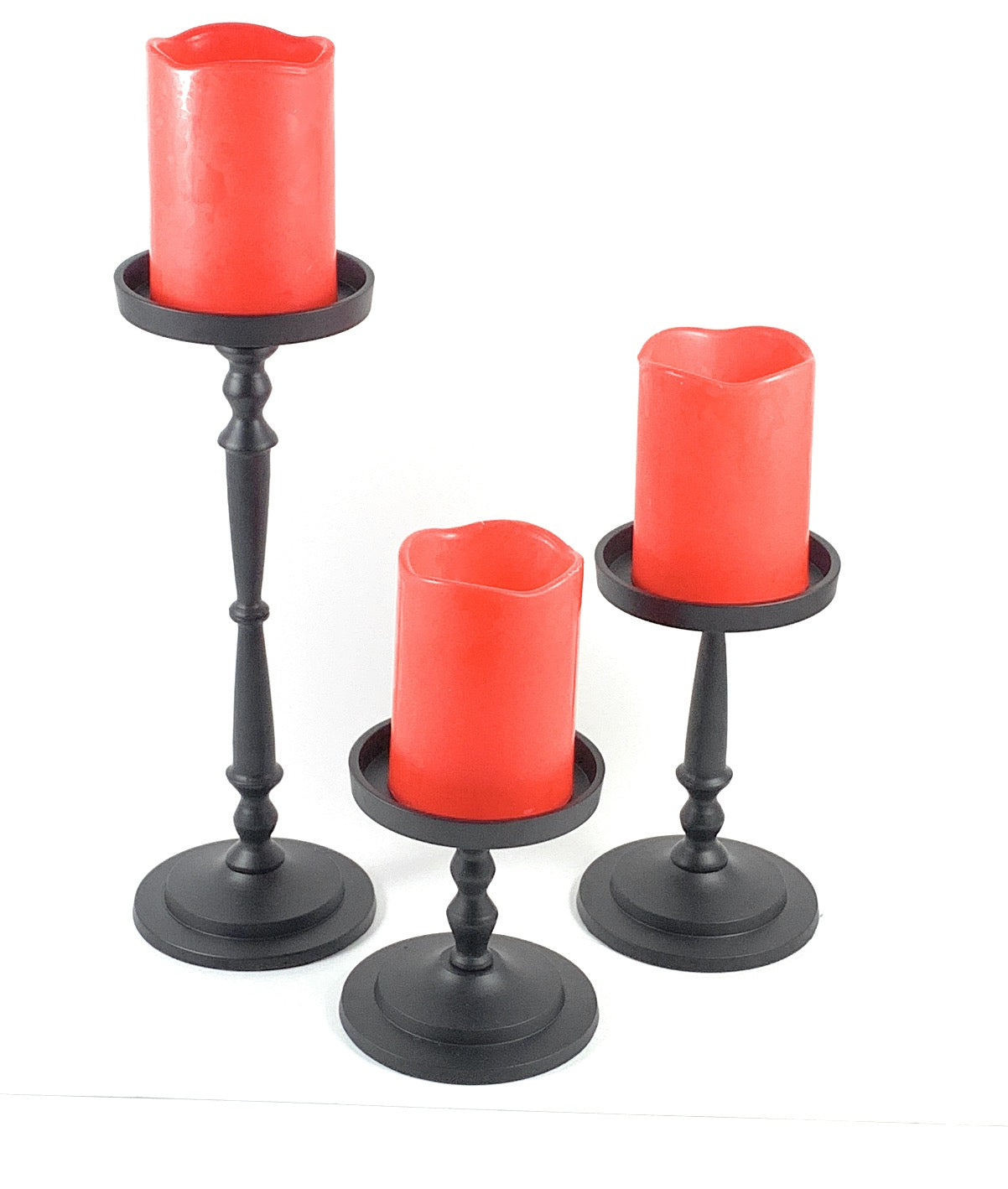 Vibhsa Pillar Candle Holder Sets of 3 - Elegant Matte Black Finish