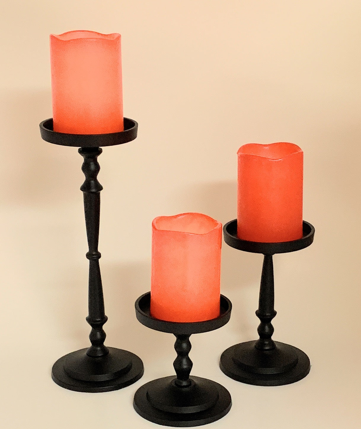 Vibhsa Pillar Candle Holder Sets of 3 - Elegant Matte Black Finish