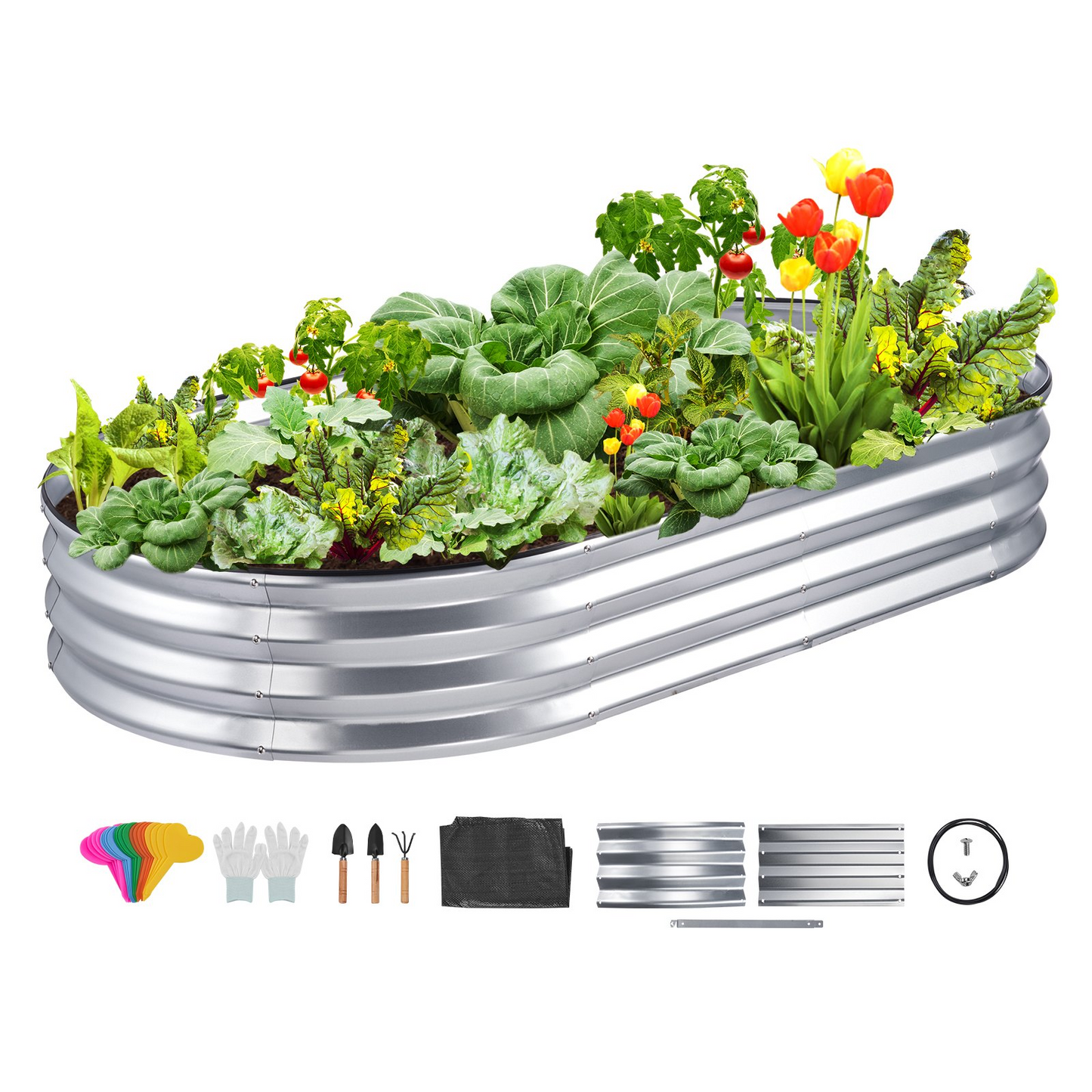 VEVOR Raised Garden Bed, Galvanized Metal Planter Box – 70.9x35.4x11 inch, Silver