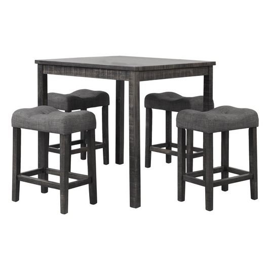 Vitalita 5-piece Black Charcoal Square Counter Height Set - Sleek & Durable