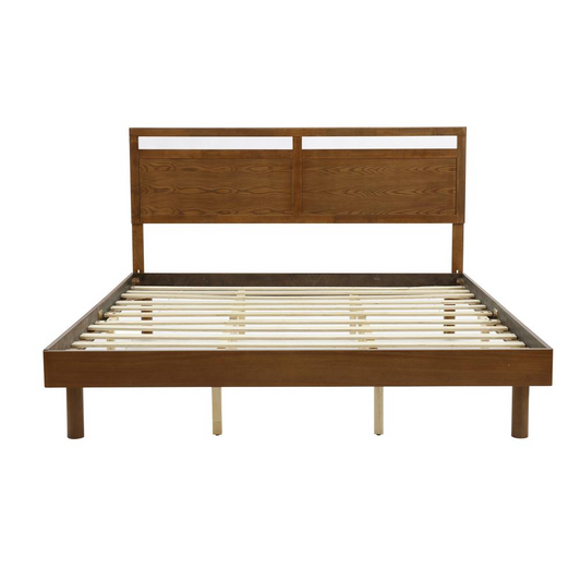 Farmhouse Double Panel Wood Headboard and Frame Platform Bed Set, King - Comfortable and Durable