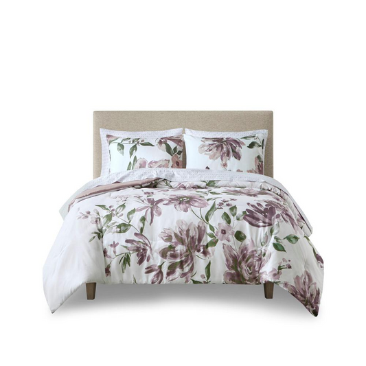 Floral Comforter Set with Bed Sheets - Soft Microfiber Fabric, Elegant Design