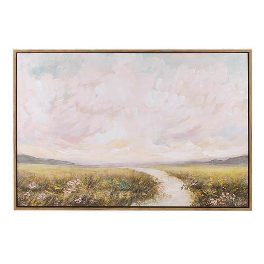 Hand Embellished Framed Canvas Abstract Landscape Wall Art - Madison Park