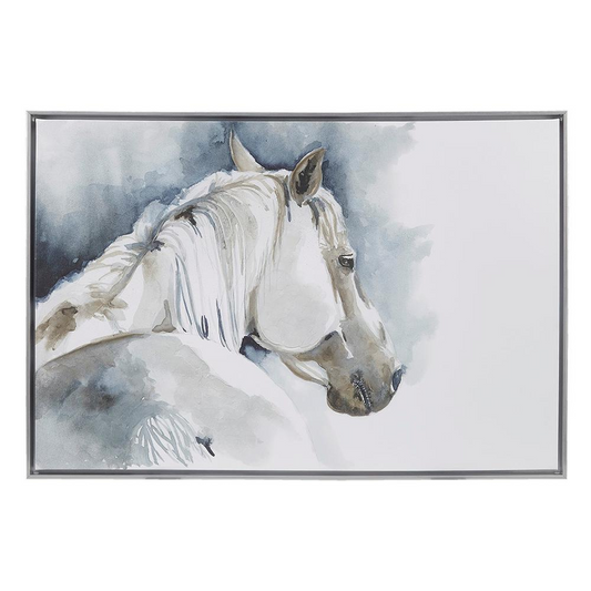 Hand Embellished Horse Framed Canvas Wall Art | Rustic Elegance