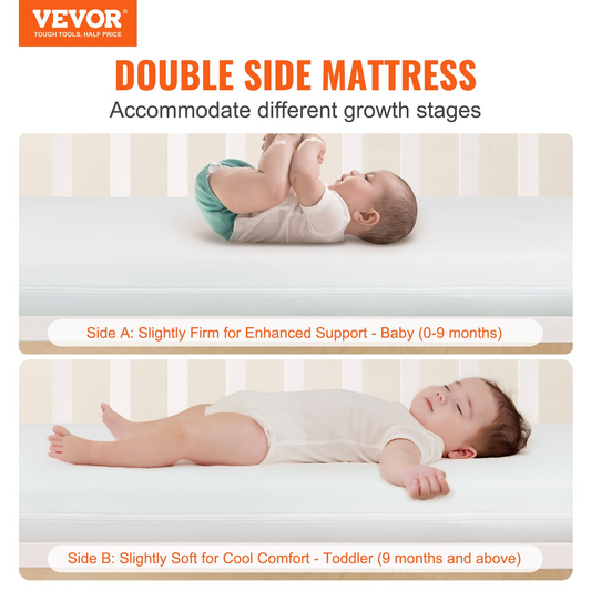 VEVOR Crib Mattress, Two-sided Breathable Toddler Mattress