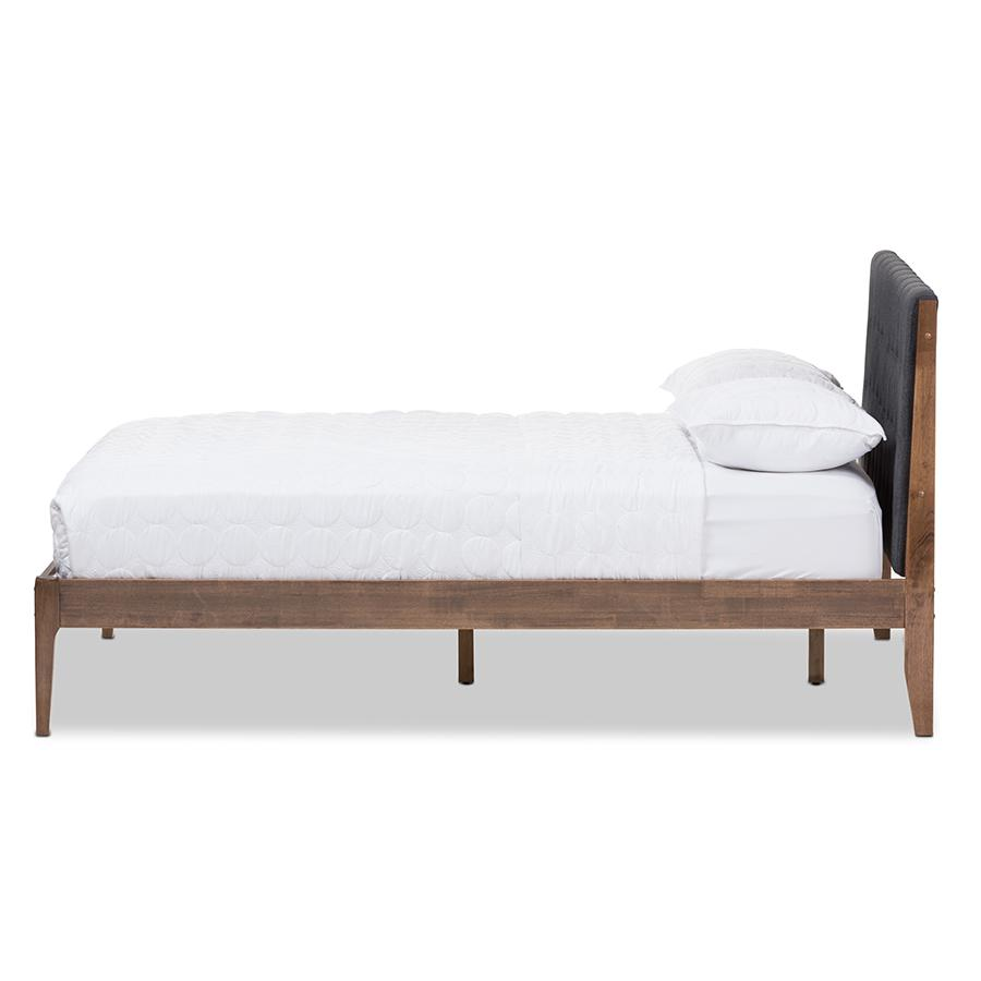 Medium Brown Finish Wood King Size Platform Bed