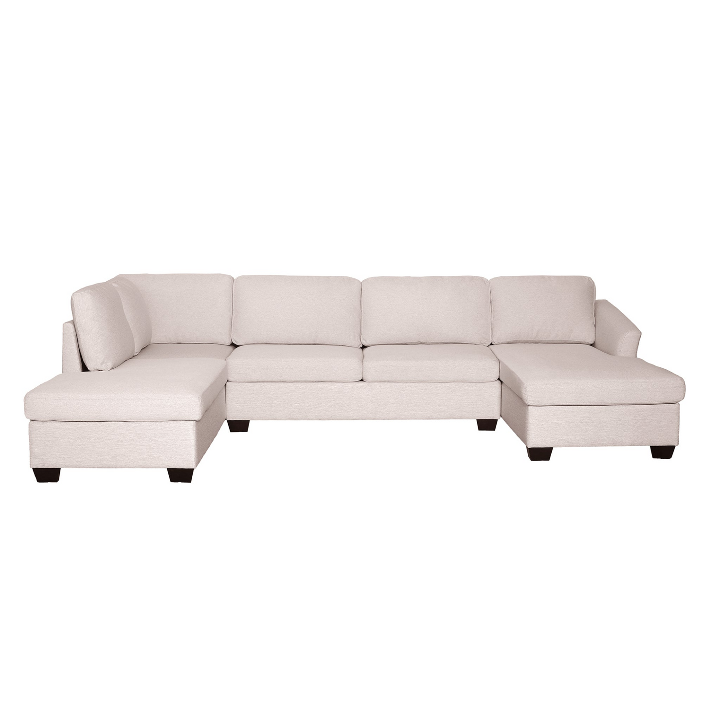 Modern Large U-Shape Sectional Sofa, Double Extra Wide Chaise Lounge Couch, Beige