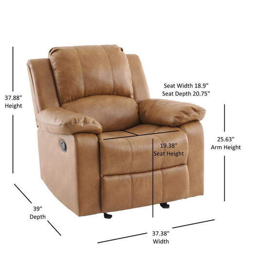 Clifton Saddle Leather Gel Glider Rocker Recliner - Ultimate Comfort and Style