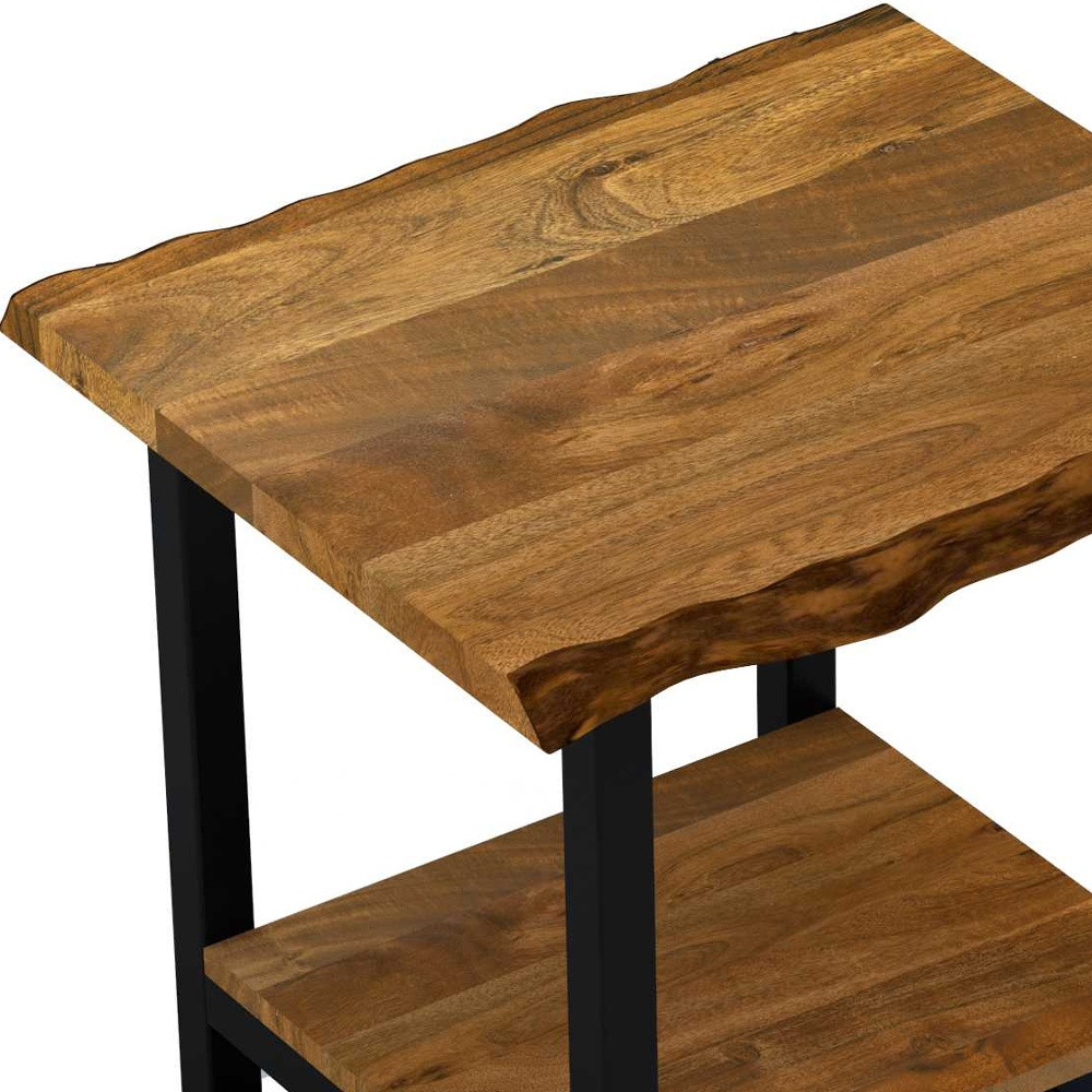 "Modern Rustic Live Edge Acacia Wood End Table"