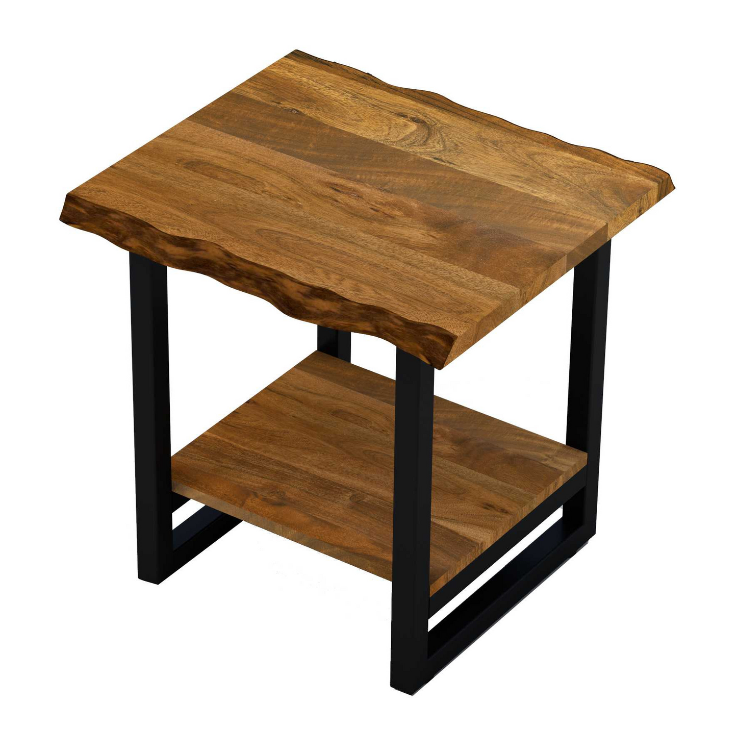 "Modern Rustic Live Edge Acacia Wood End Table"