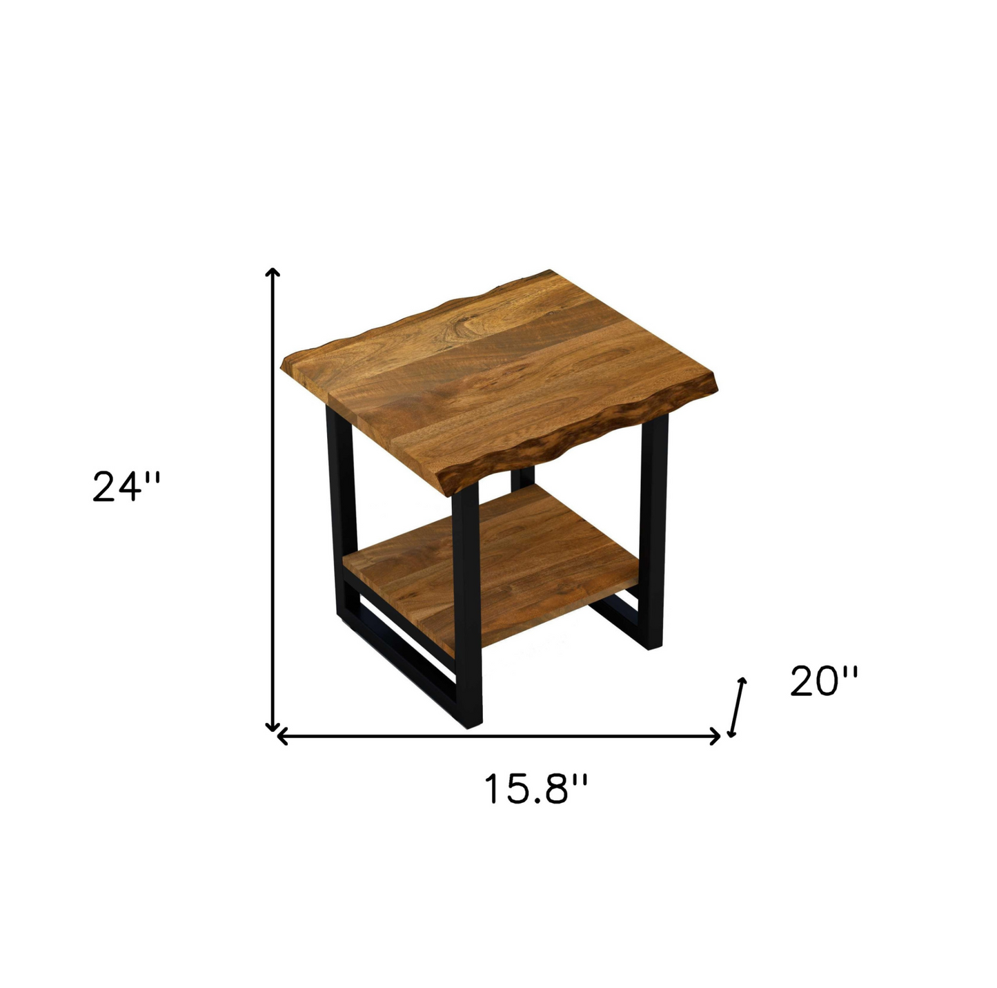 "Modern Rustic Live Edge Acacia Wood End Table"