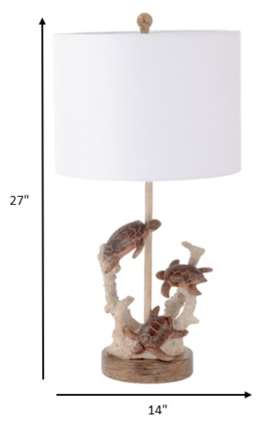 Set of 2 Brown Turtle Reef Table Lamps - Coastal Beach Home Décor