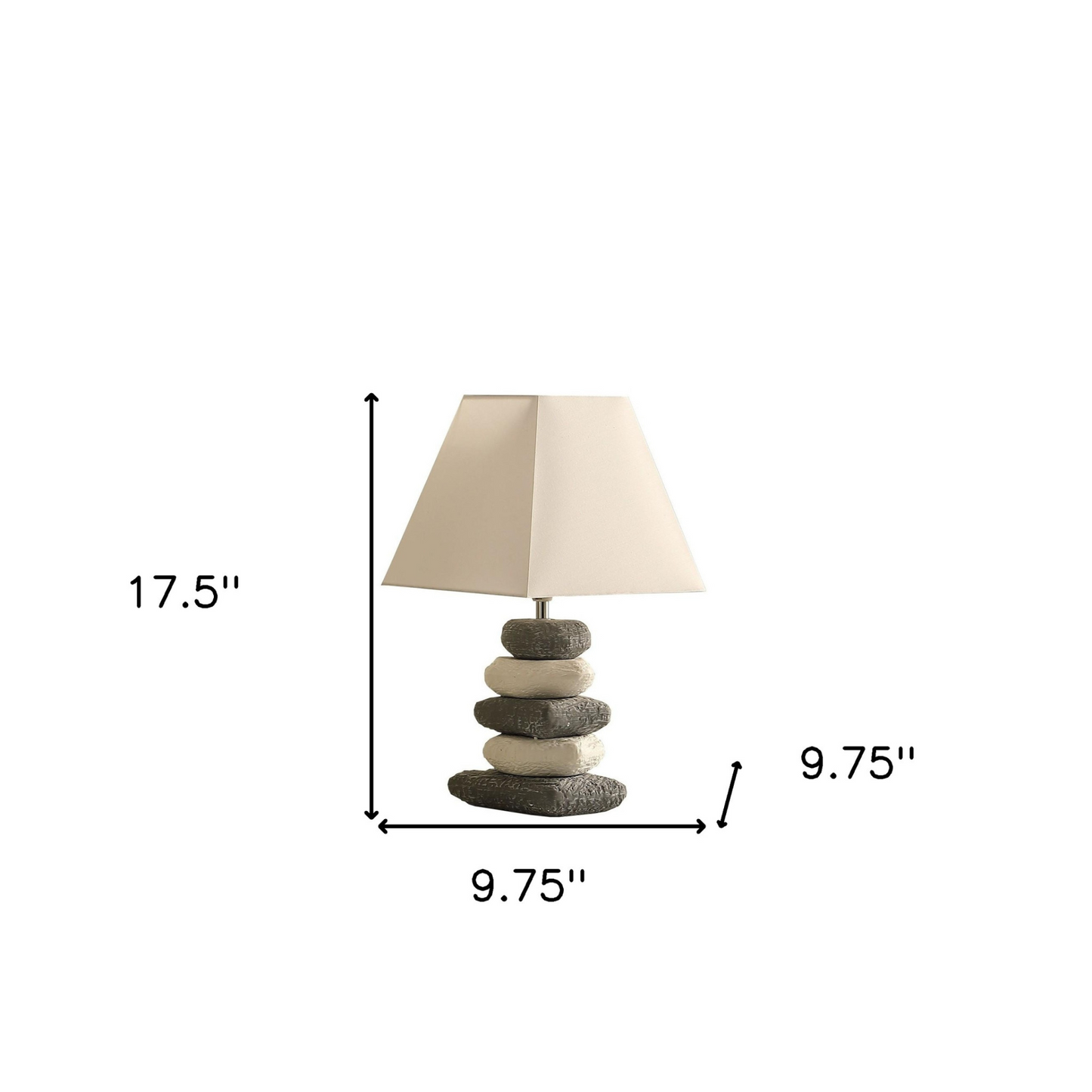 18" Gray Bedside Table Lamp With Off White Empire Shade - Ambient Lighting for Bedroom