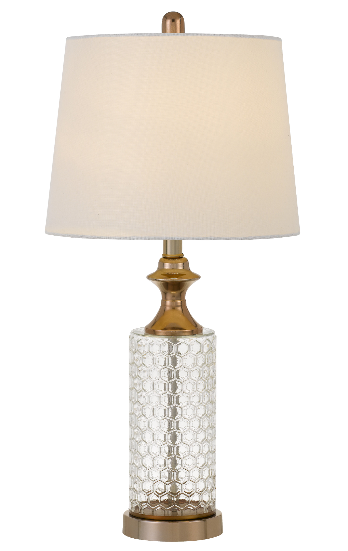 Set of Two 27" Glass Honeycomb and Rose Gold Table Lamps