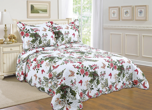 3-Piece Cotton Blend Reversible Quilt Set