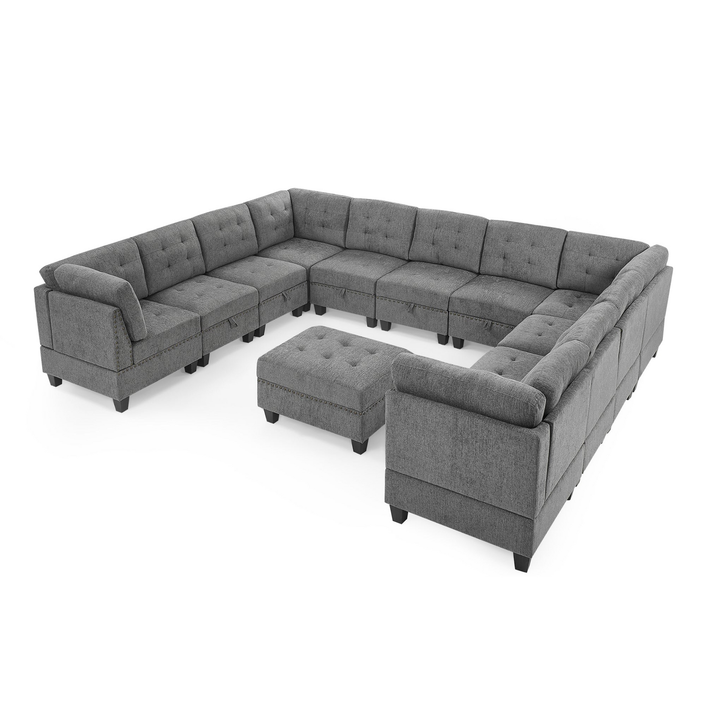 U Shape Modular Sectional Sofa - DIY Combination - Grey | Perfect for Apartments, Houses, and Conference Rooms