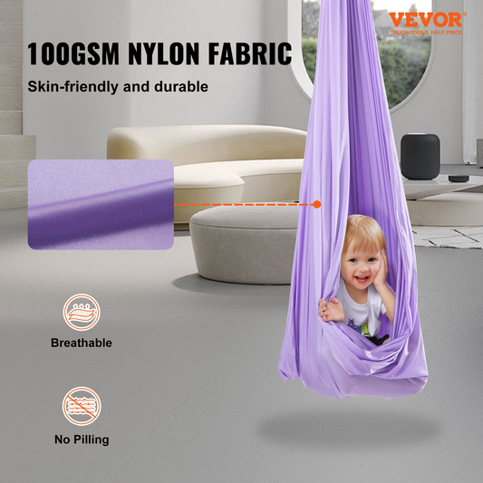 VEVOR Sensory Swing for Kids, 3.1 Yards, Purple - Therapy Swing for Children with Special Needs