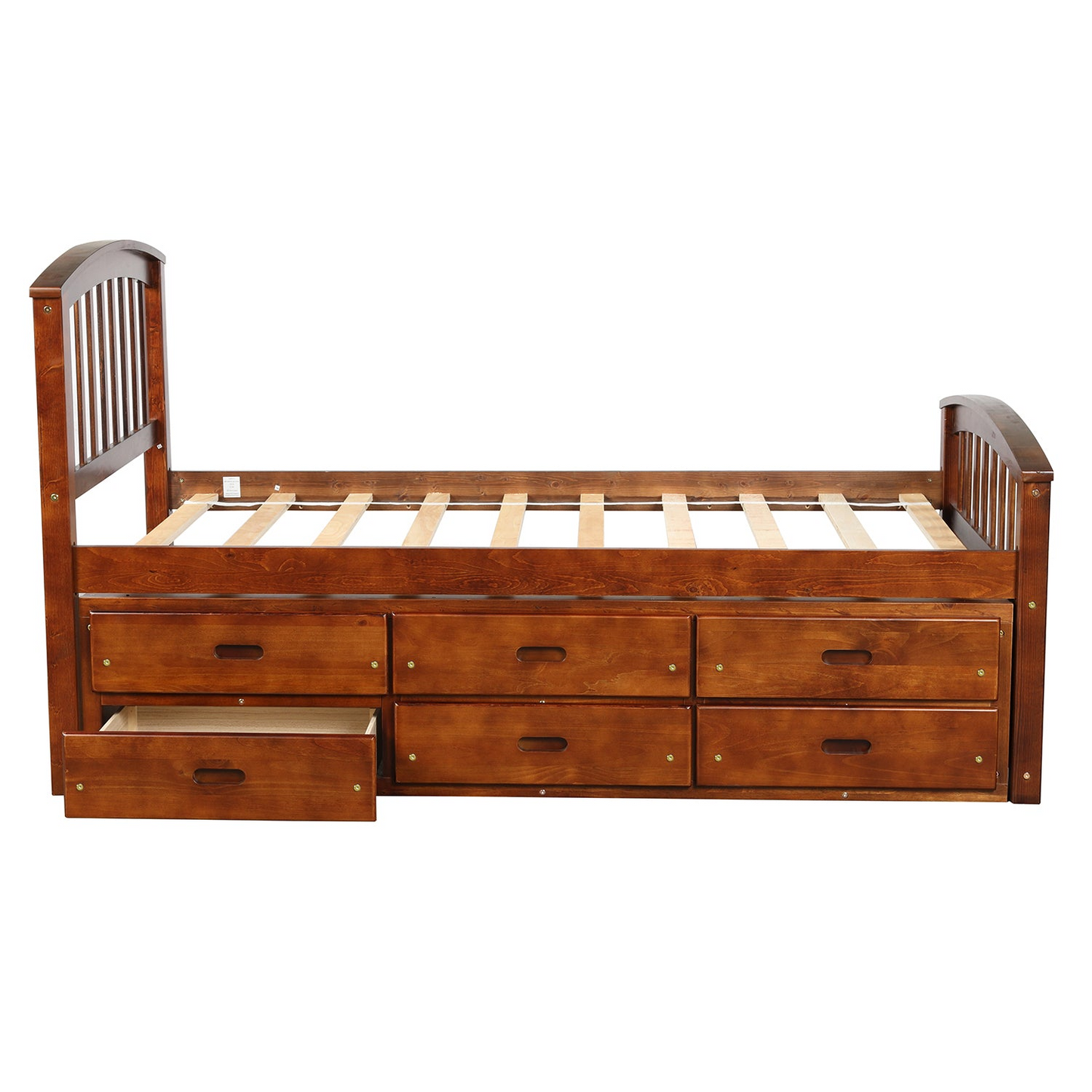 Twin Size Platform Storage Bed Solid Wood Bed with 6 Drawers