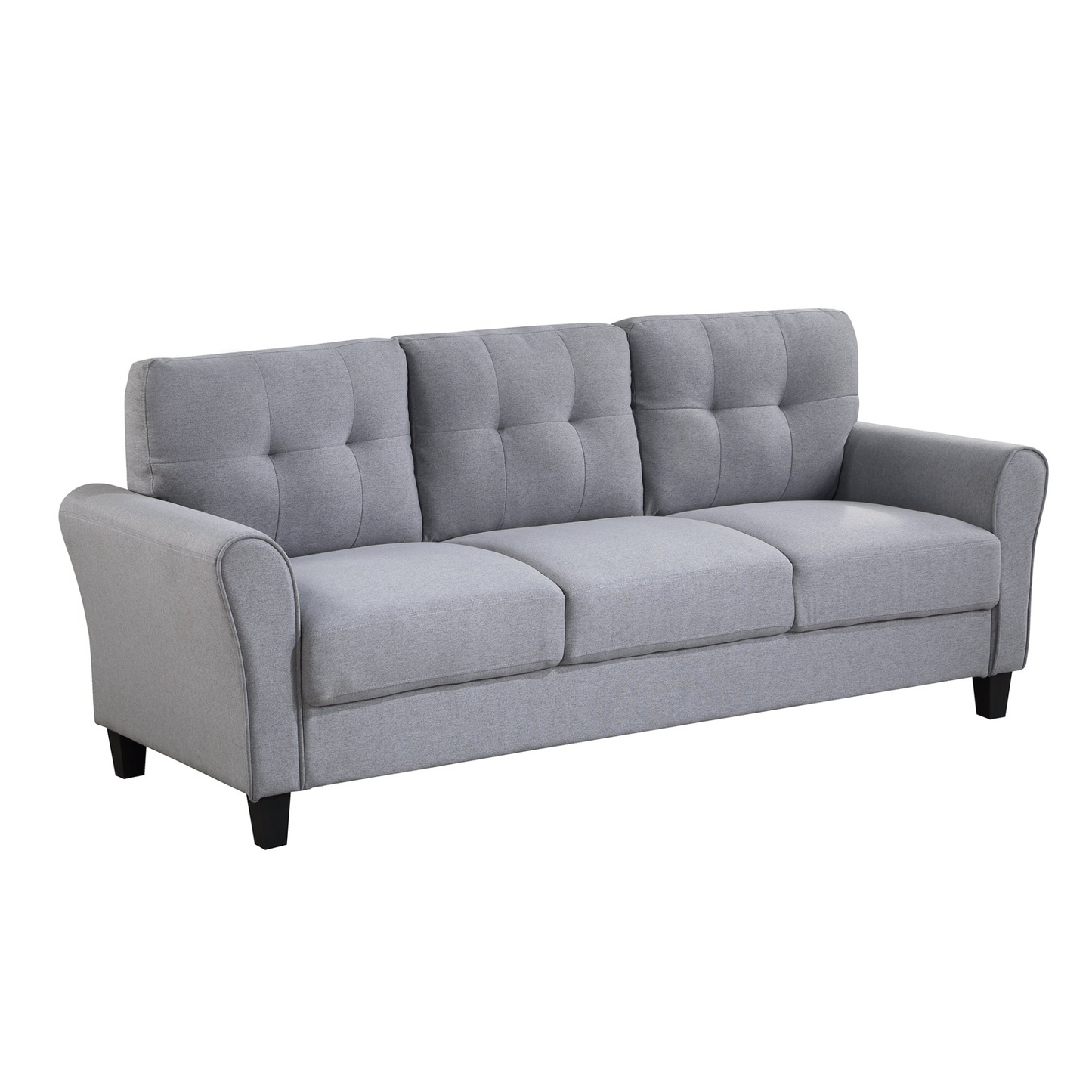 Modern Living Room Sofa Set Linen Upholstered Couch Furniture for Home or Office ,Light Grey-Blue,1+3-Seat