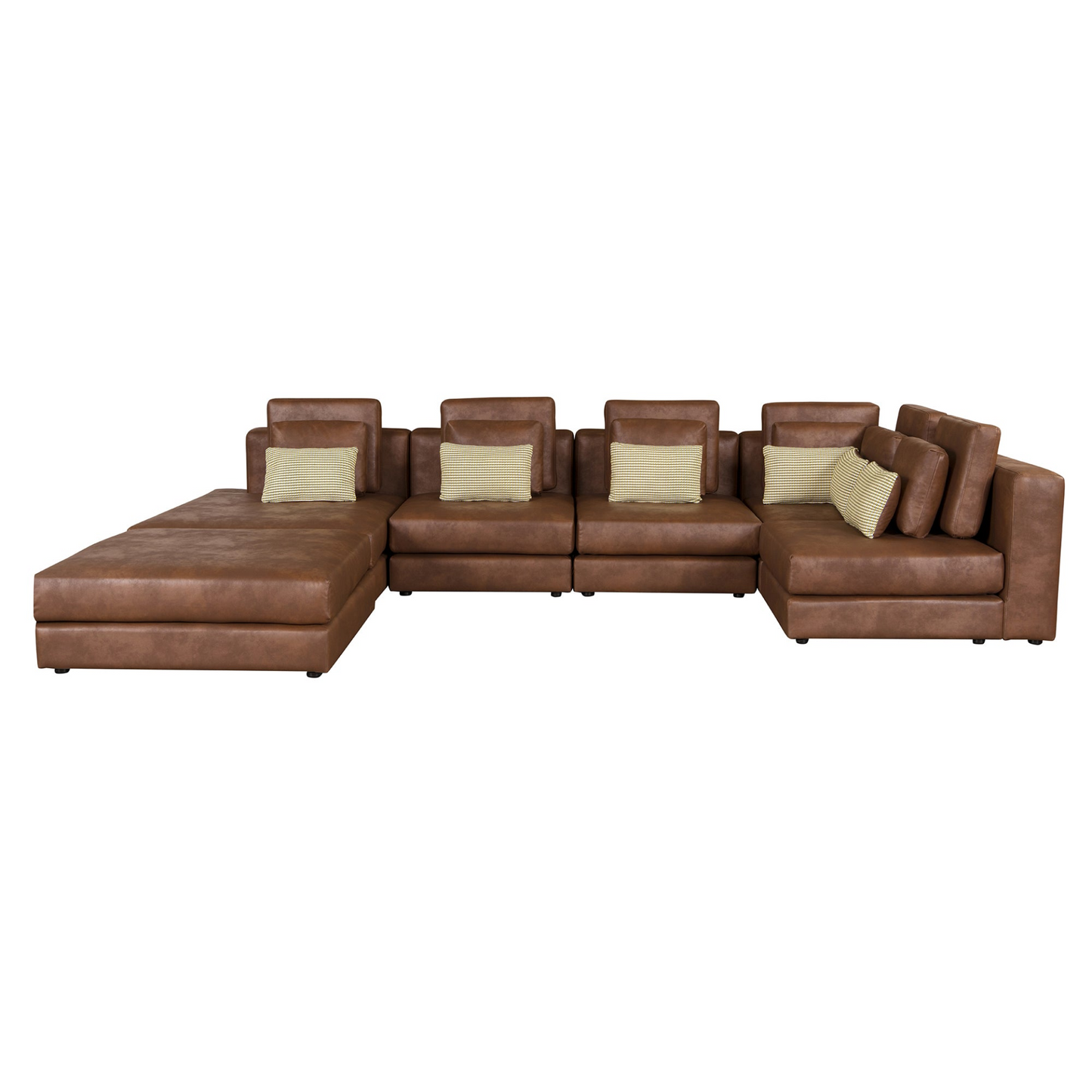 112.7" Modular Sectional Sofa Corner Sofa Chaise Lounge with Movable Ottoman, Brown - Elegant and Versatile