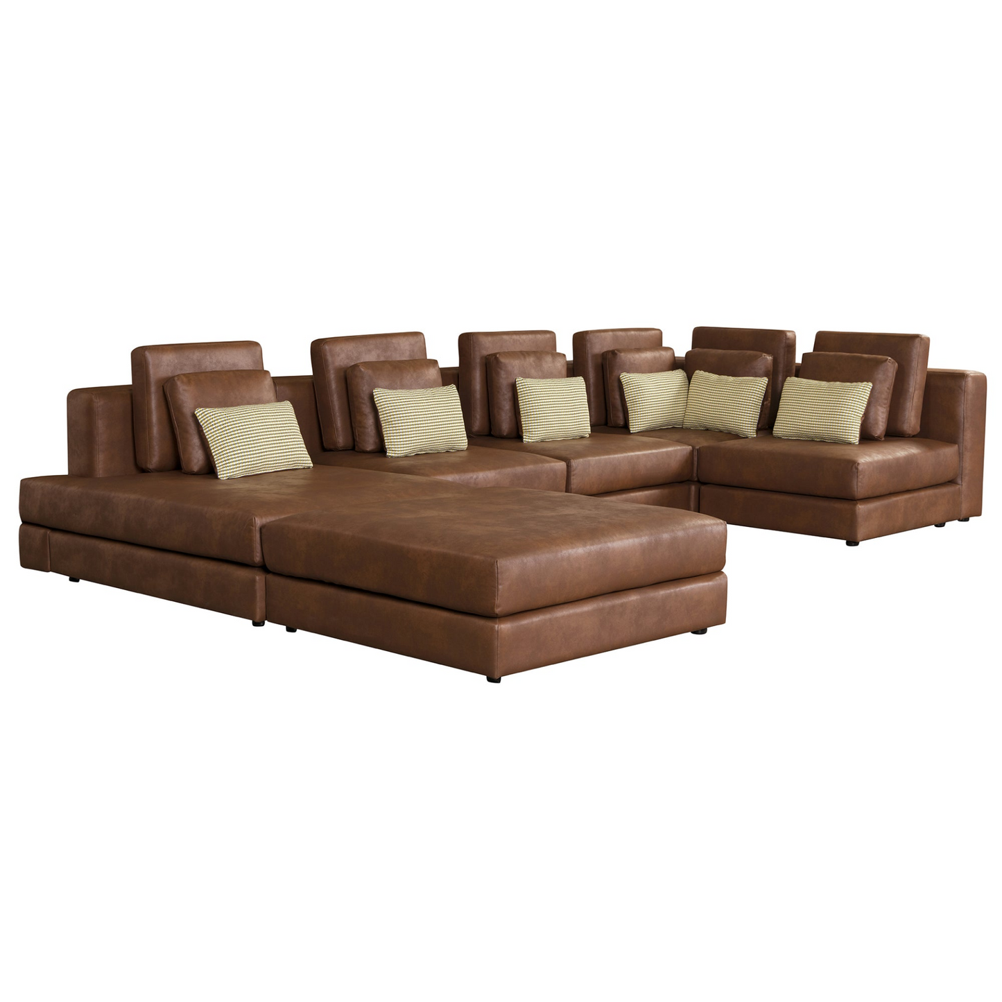 112.7" Modular Sectional Sofa Corner Sofa Chaise Lounge with Movable Ottoman, Brown - Elegant and Versatile