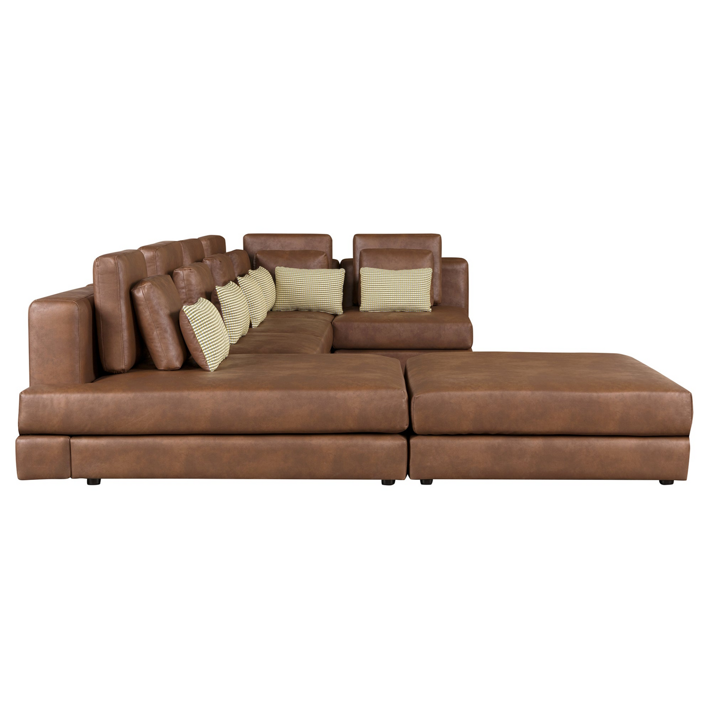 112.7" Modular Sectional Sofa Corner Sofa Chaise Lounge with Movable Ottoman, Brown - Elegant and Versatile