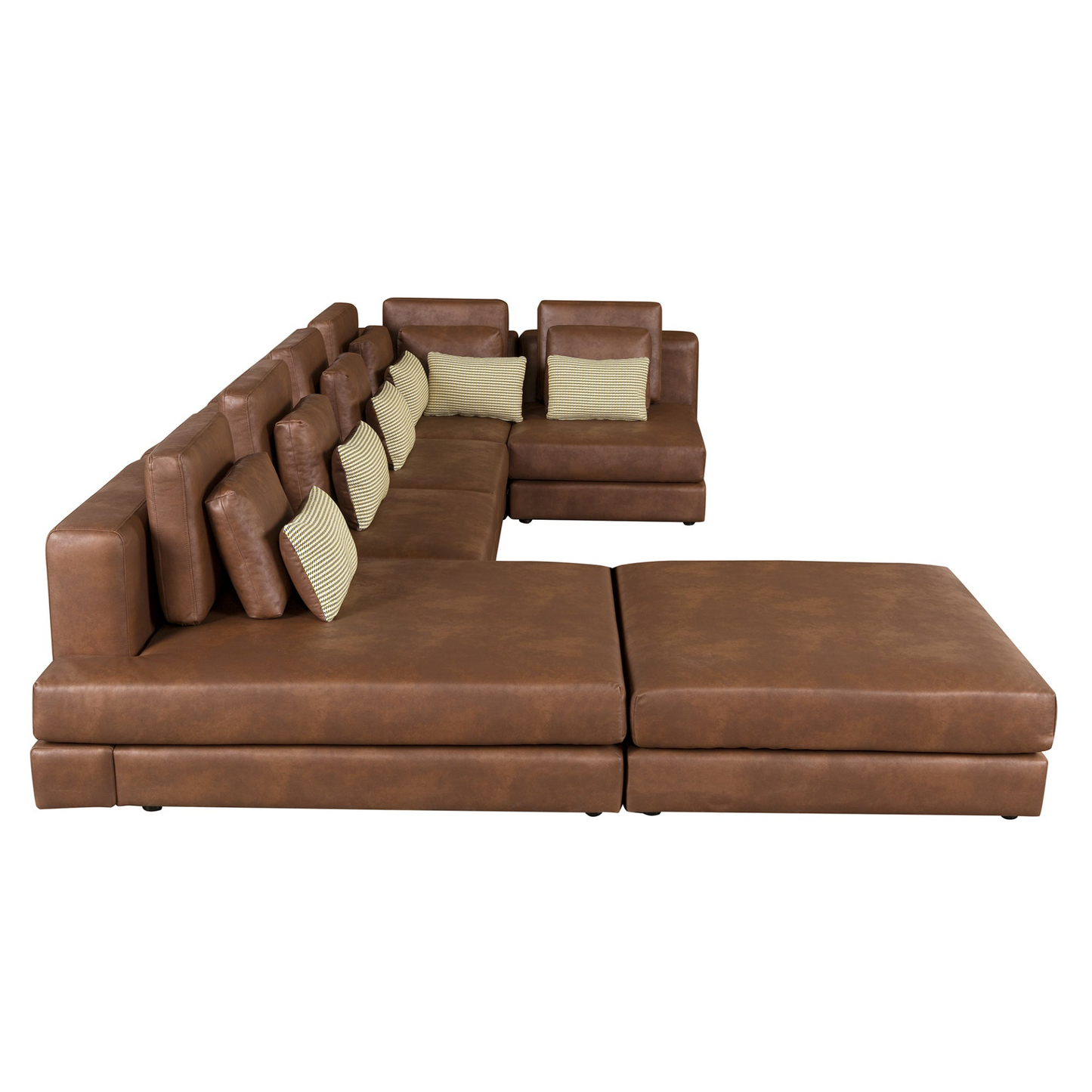 112.7" Modular Sectional Sofa Corner Sofa Chaise Lounge with Movable Ottoman, Brown - Elegant and Versatile