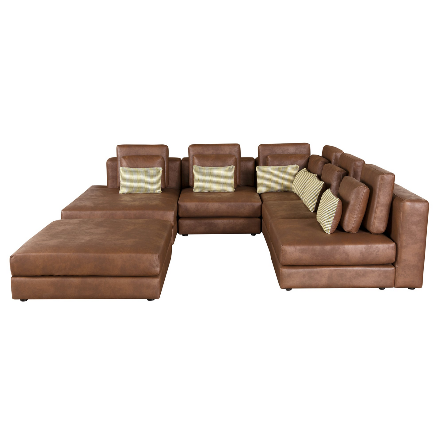 112.7" Modular Sectional Sofa Corner Sofa Chaise Lounge with Movable Ottoman, Brown - Elegant and Versatile