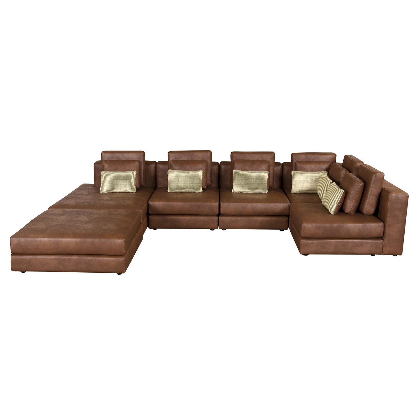 112.7" Modular Sectional Sofa Corner Sofa Chaise Lounge with Movable Ottoman, Brown - Elegant and Versatile