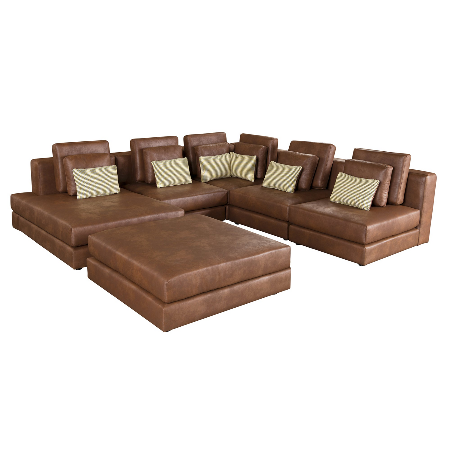 112.7" Modular Sectional Sofa Corner Sofa Chaise Lounge with Movable Ottoman, Brown - Elegant and Versatile