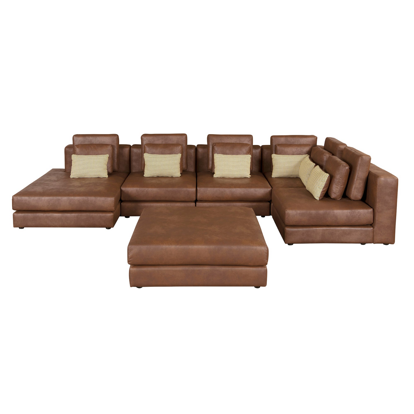 112.7" Modular Sectional Sofa Corner Sofa Chaise Lounge with Movable Ottoman, Brown - Elegant and Versatile