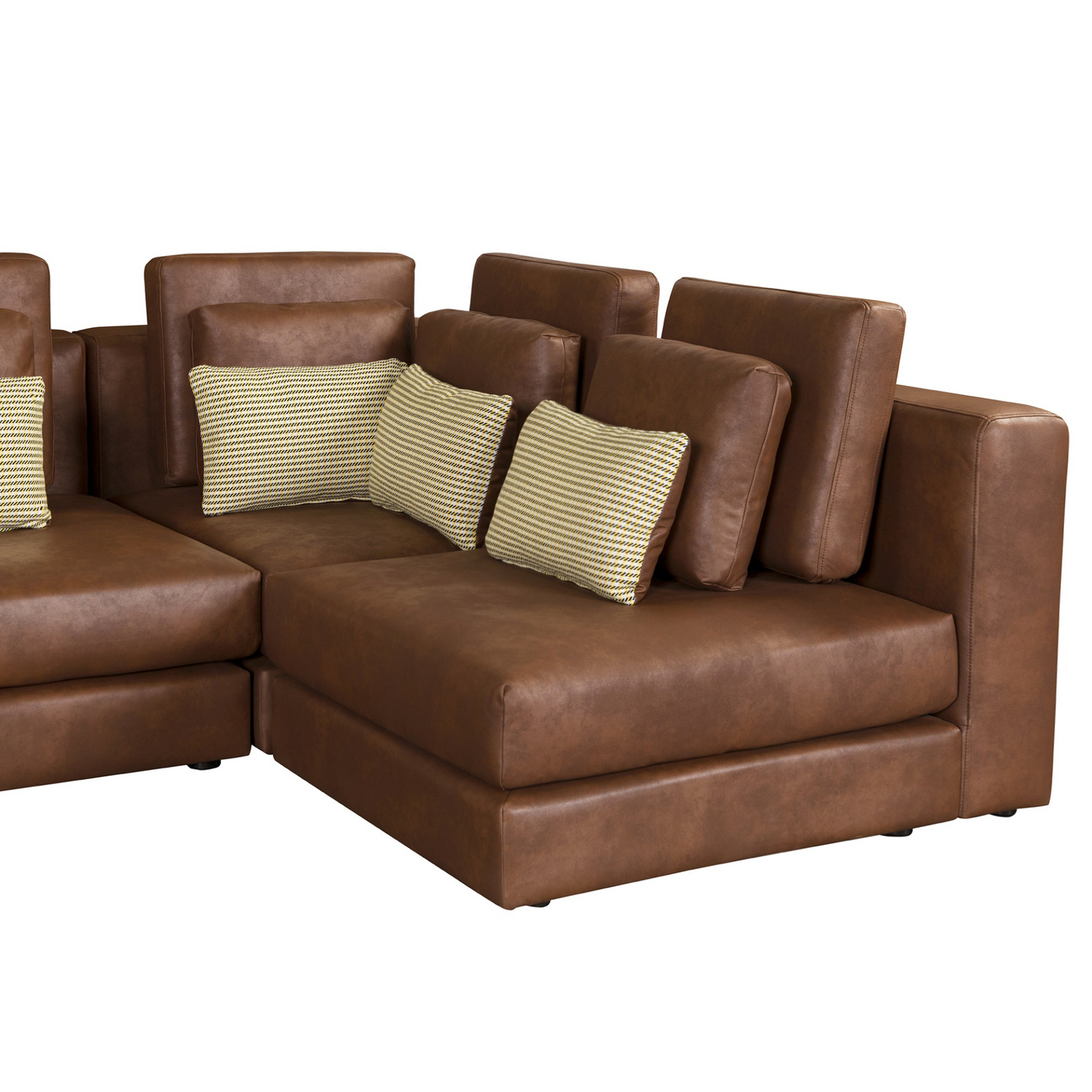 112.7" Modular Sectional Sofa Corner Sofa Chaise Lounge with Movable Ottoman, Brown - Elegant and Versatile