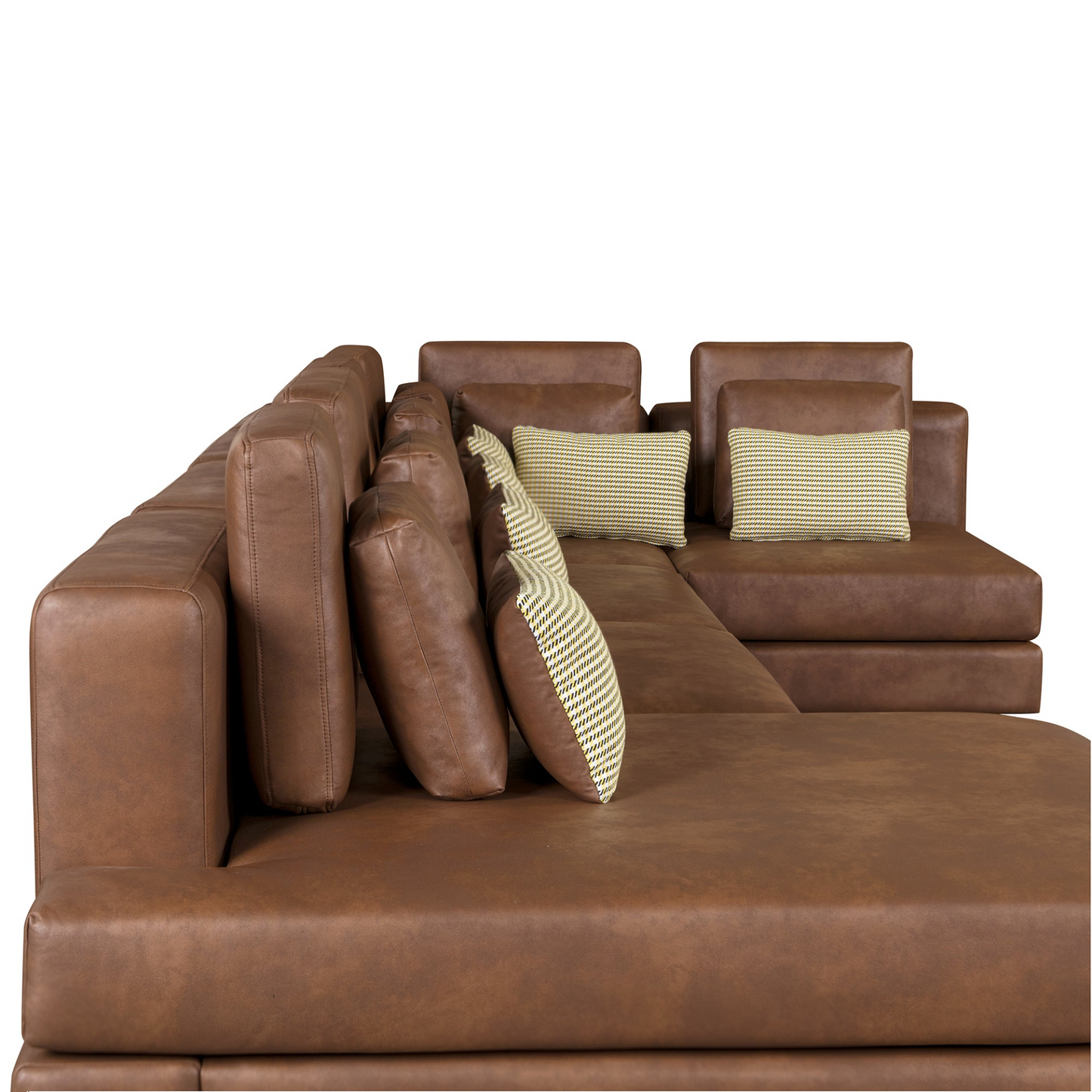 112.7" Modular Sectional Sofa Corner Sofa Chaise Lounge with Movable Ottoman, Brown - Elegant and Versatile