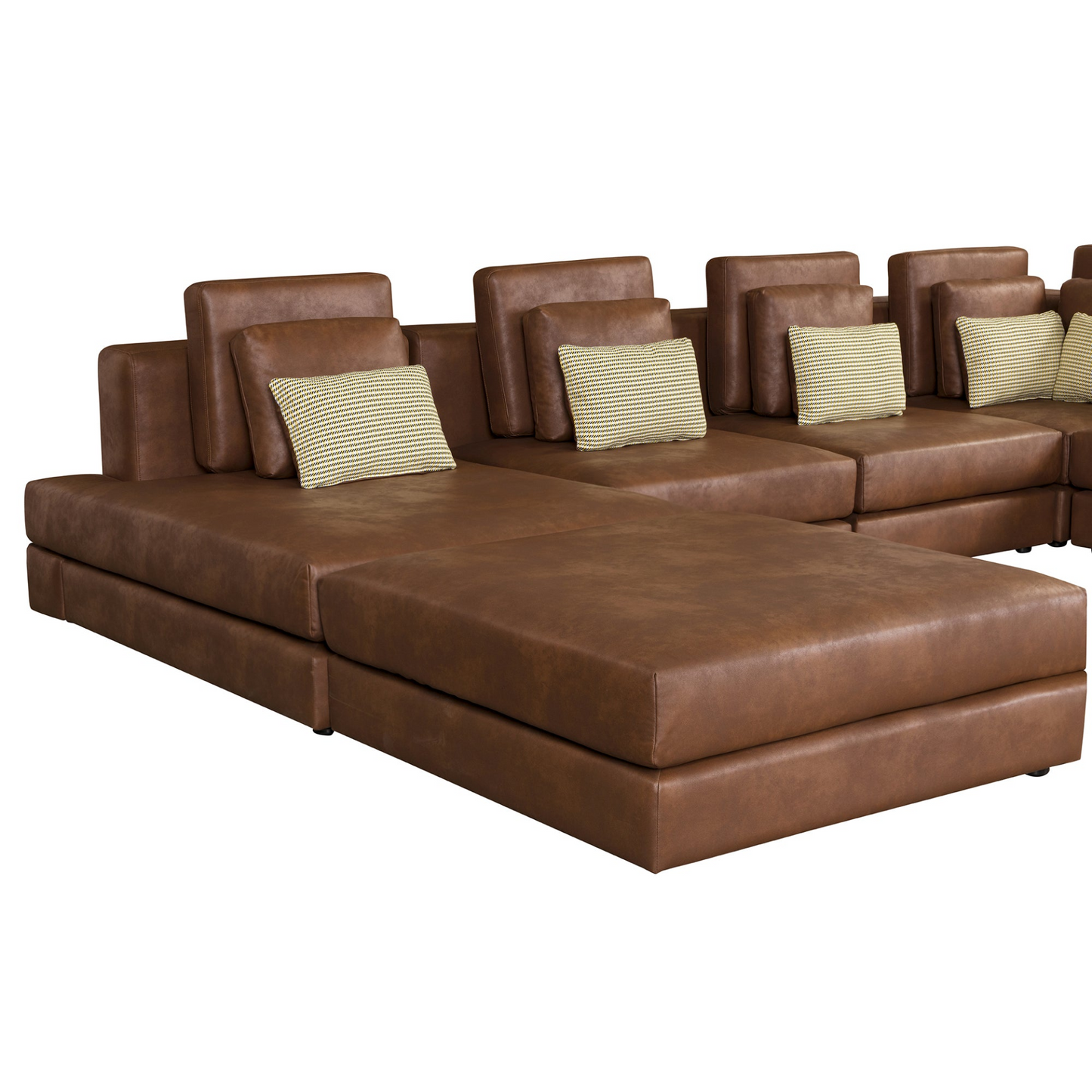 112.7" Modular Sectional Sofa Corner Sofa Chaise Lounge with Movable Ottoman, Brown - Elegant and Versatile