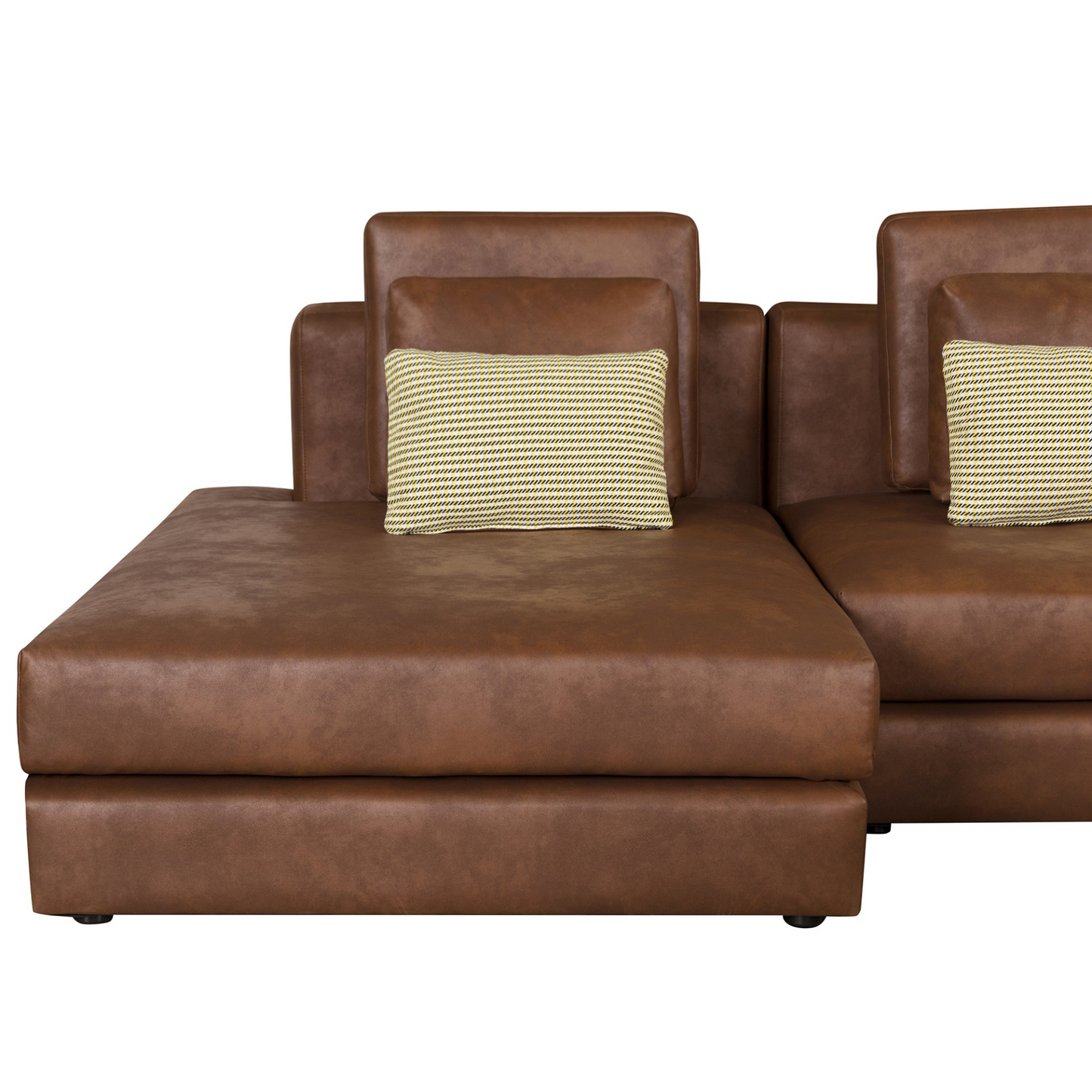 112.7" Modular Sectional Sofa Corner Sofa Chaise Lounge with Movable Ottoman, Brown - Elegant and Versatile