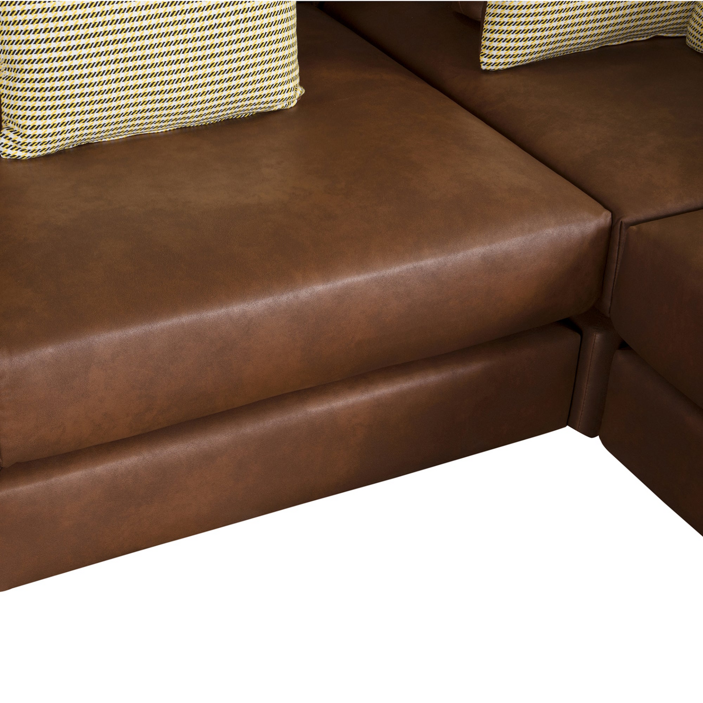 112.7" Modular Sectional Sofa Corner Sofa Chaise Lounge with Movable Ottoman, Brown - Elegant and Versatile