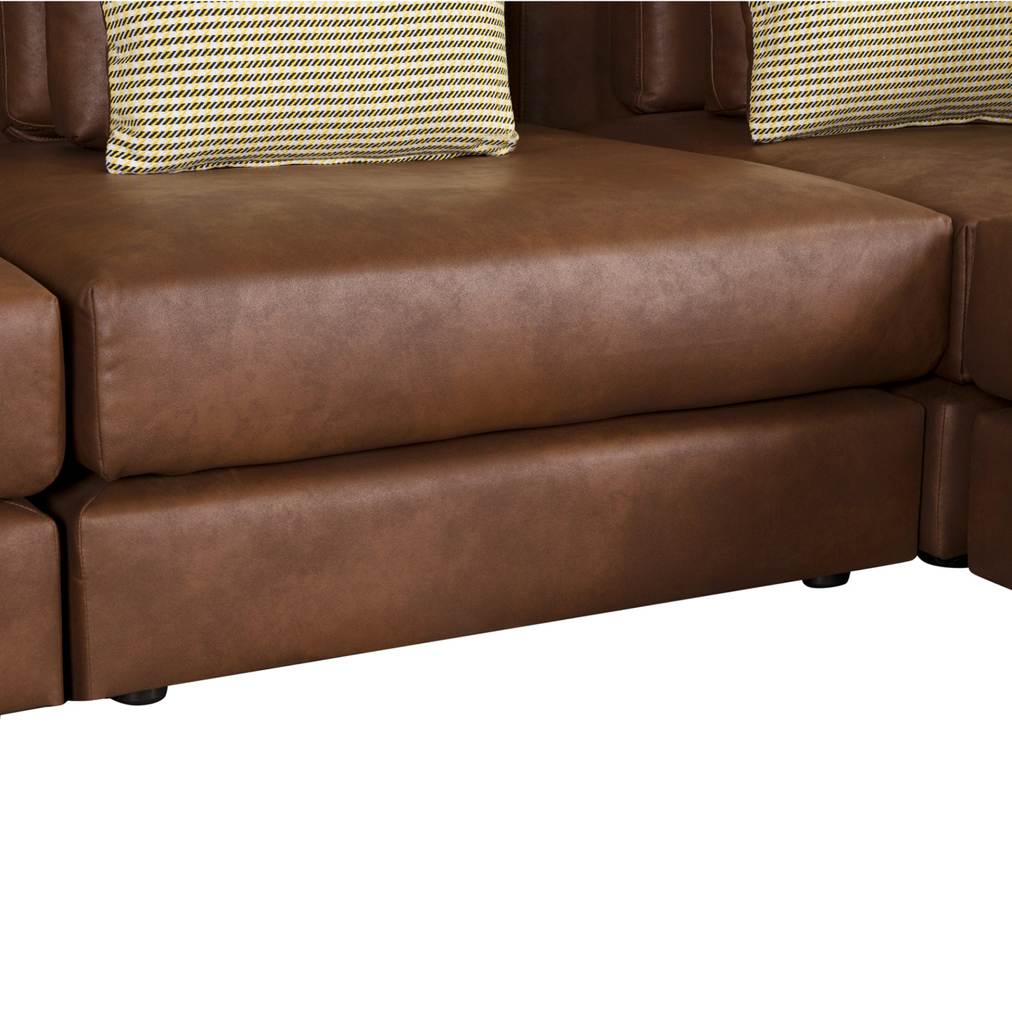 112.7" Modular Sectional Sofa Corner Sofa Chaise Lounge with Movable Ottoman, Brown - Elegant and Versatile