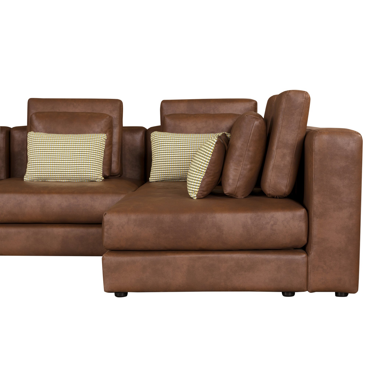 112.7" Modular Sectional Sofa Corner Sofa Chaise Lounge with Movable Ottoman, Brown - Elegant and Versatile