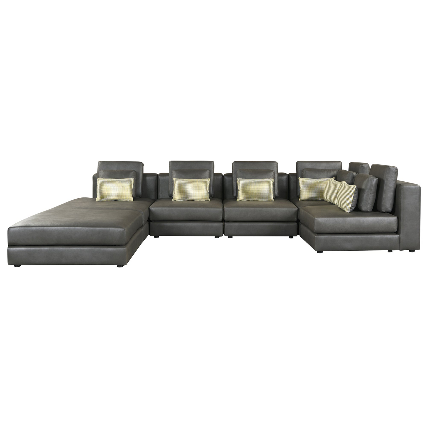 112.7" Modular Sectional Sofa Corner Sofa Chaise Lounge with Movable Ottoman for Living Room, Black