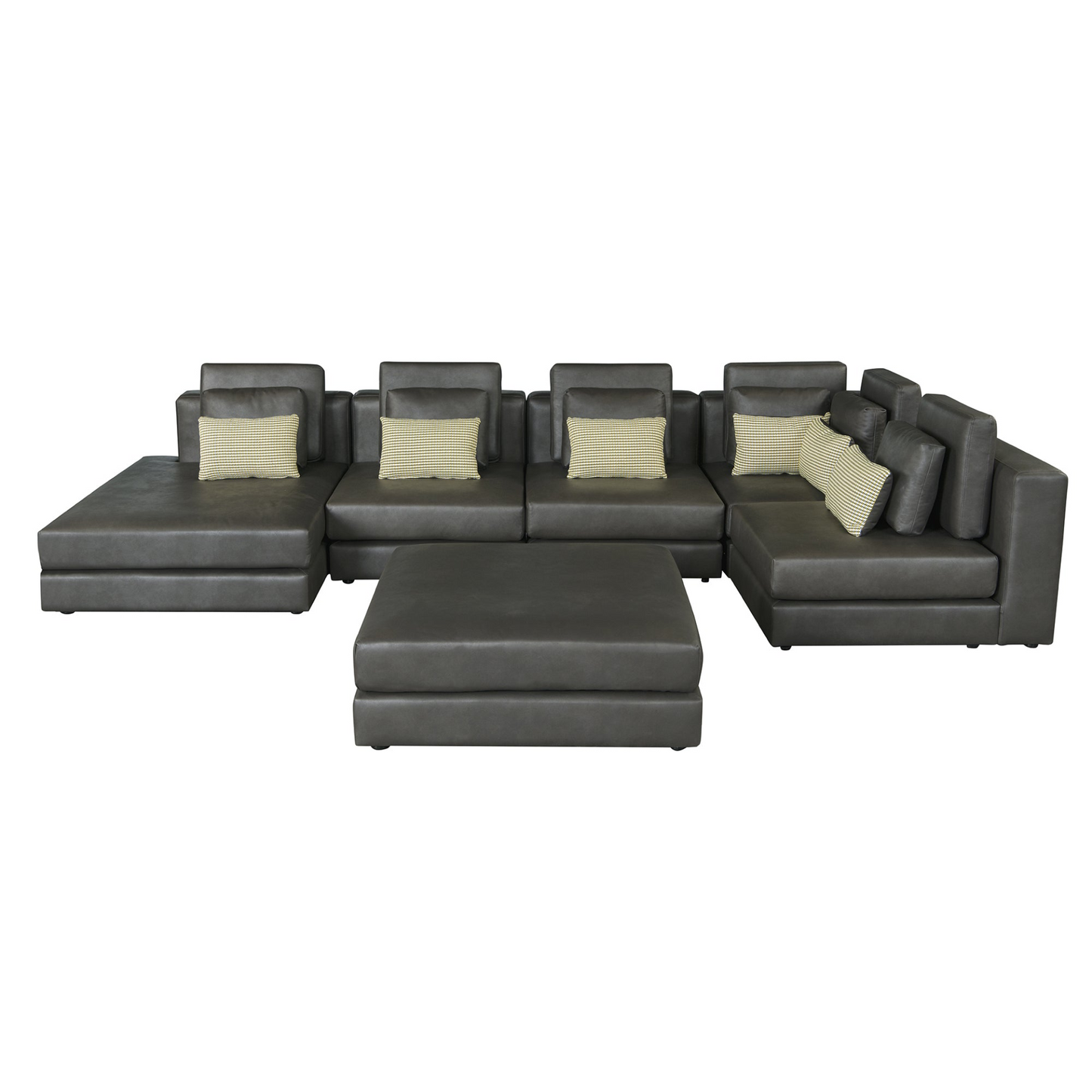 112.7" Modular Sectional Sofa Corner Sofa Chaise Lounge with Movable Ottoman for Living Room, Black