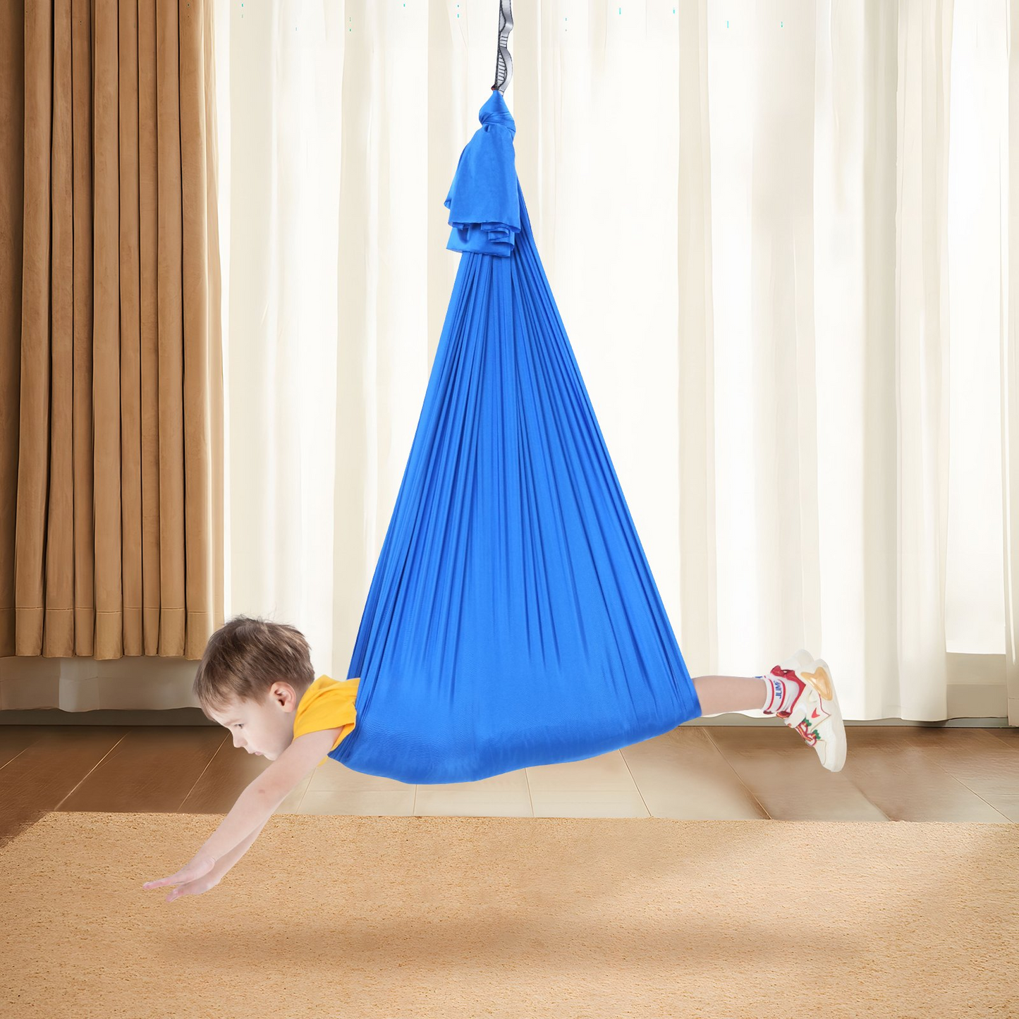 VEVOR Sensory Swing for Kids, 3.1 Yards - Therapy Swing for Children with Special Needs - Indoor Outdoor Hammock for Autism, ADHD, Sensory Integration - Blue