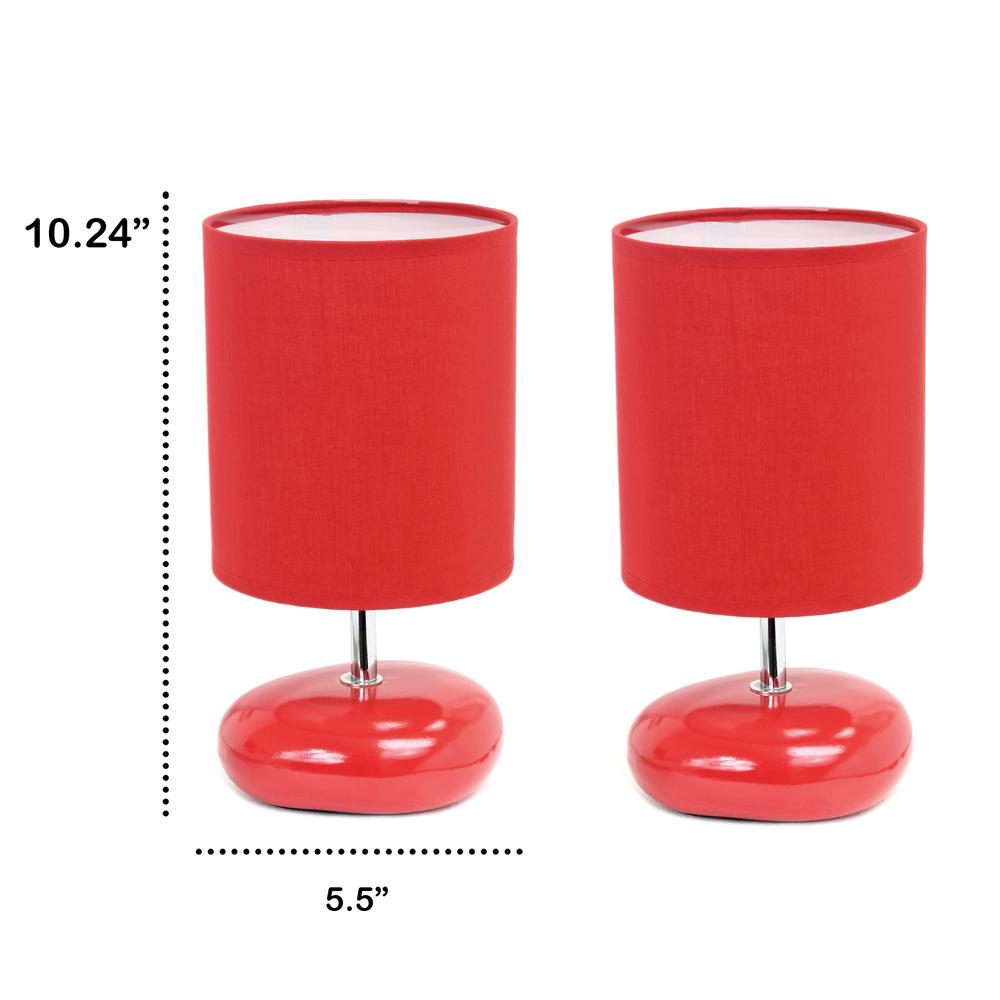 10.24" Traditional Mini Round Rock Table Lamp 2 Pack Set, Red