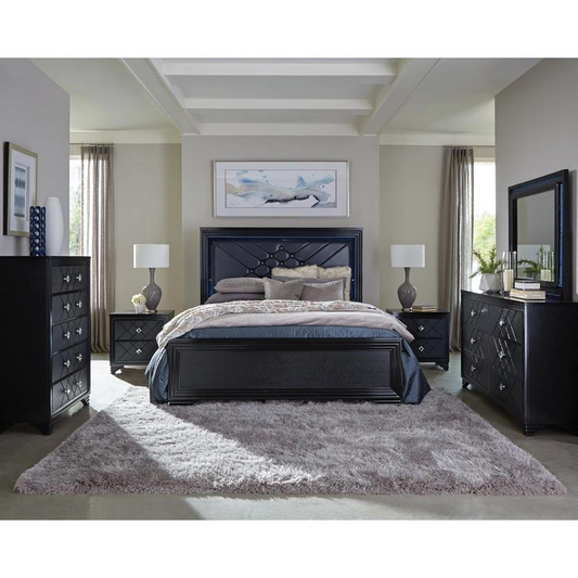 Penelope 4-piece Eastern King Bedroom Set Midnight Star and Black