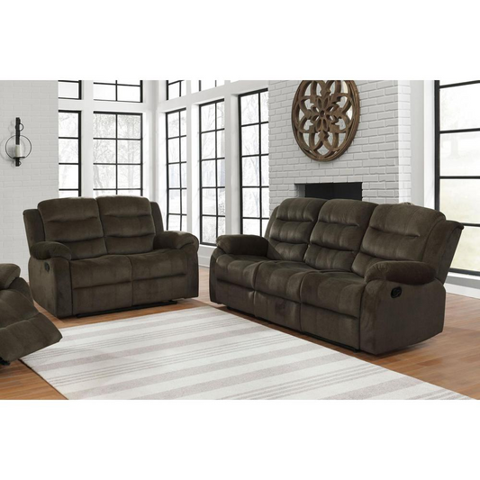 Rodman Upholstered Tufted 2pc Living Room Set Olive Brown